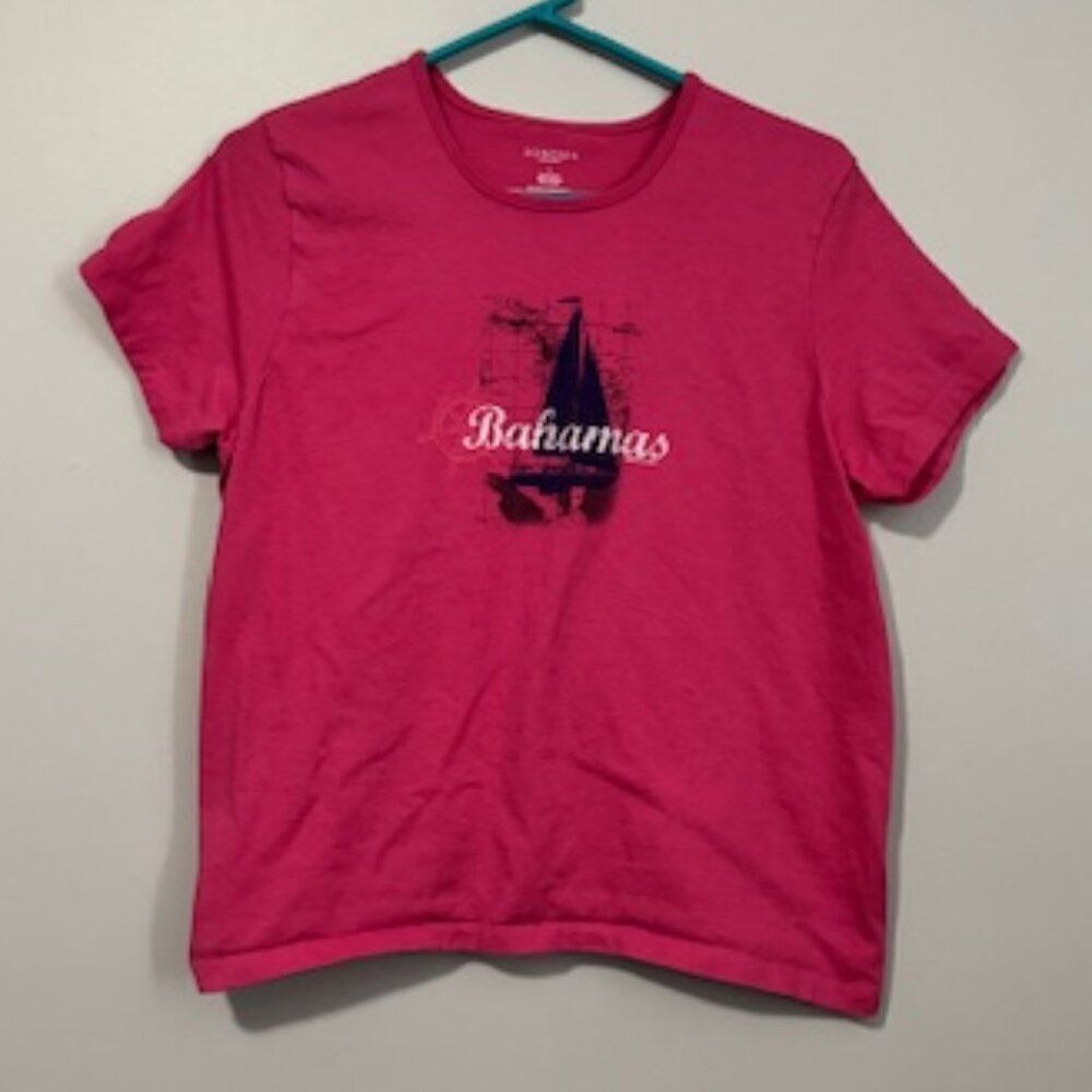 USED Woman's Sonoma Shirt Sleeve Shirt Bahamas Color Pink Size Large